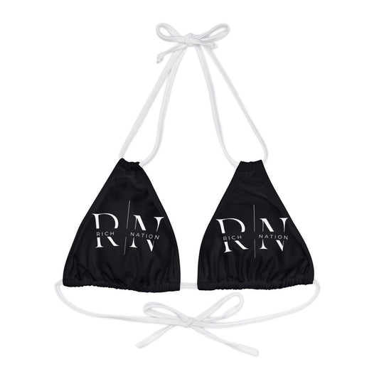 Rich Nation Strappy Triangle Bikini Top (AOP)