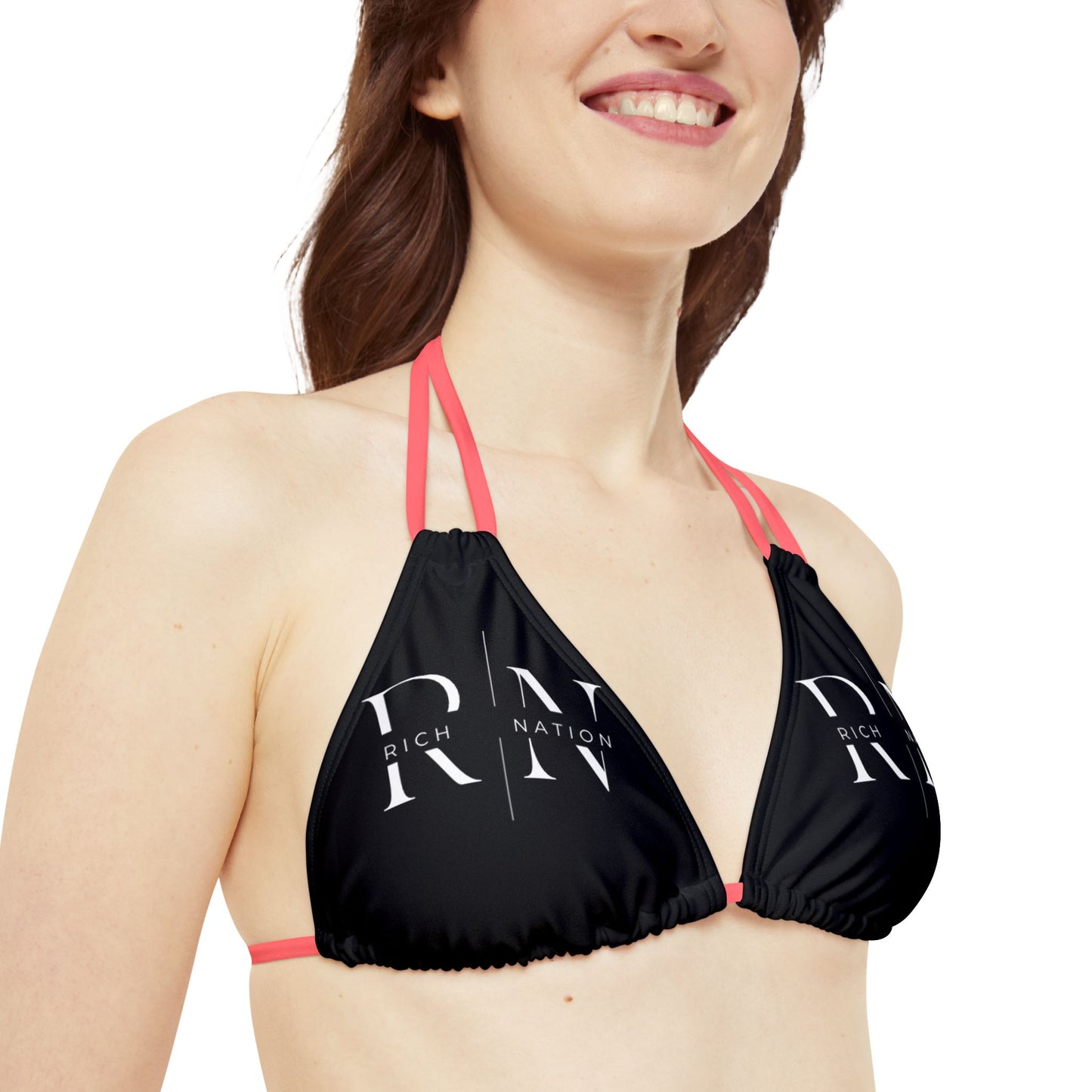 Rich Nation Strappy Triangle Bikini Top (AOP)